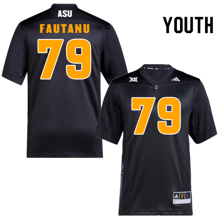 Youth #79 Leif Fautanu Arizona State Sun Devils College Football Jerseys Stitched-Black